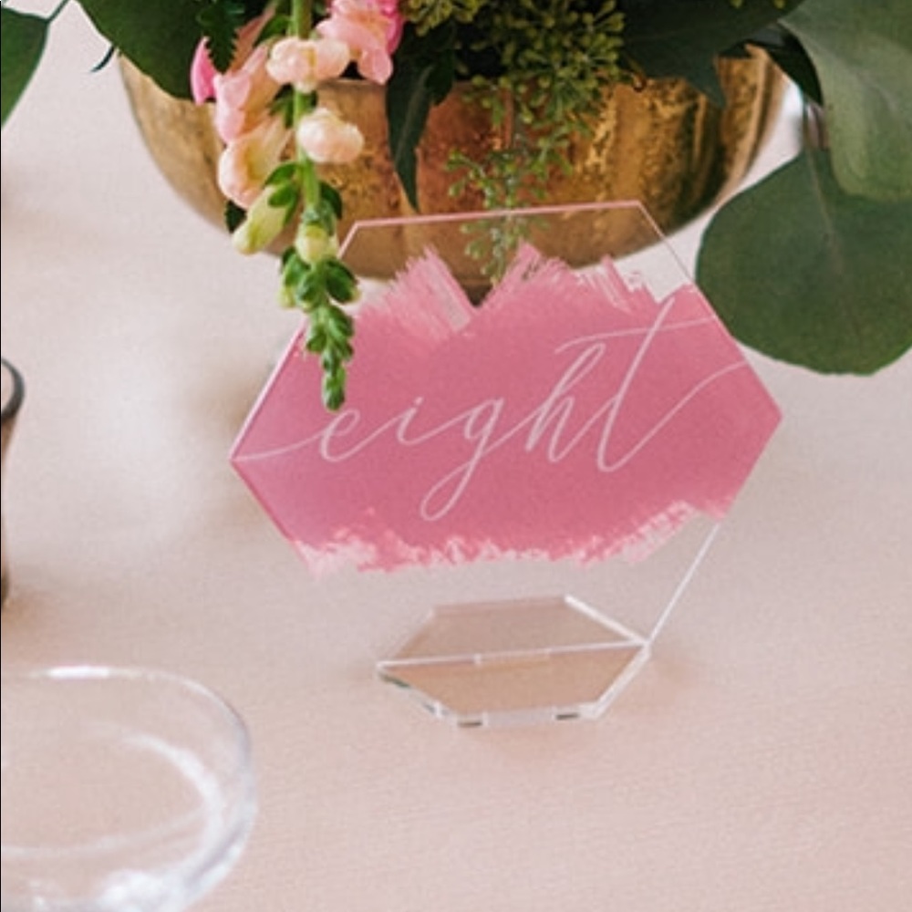Pink Acrylic Table Number Sign - Picture 2 of 3